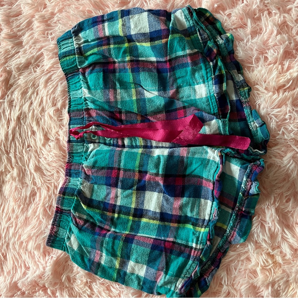 Bobbie Brooks Teal, Navy & Pink Plaid Lounge Shorts